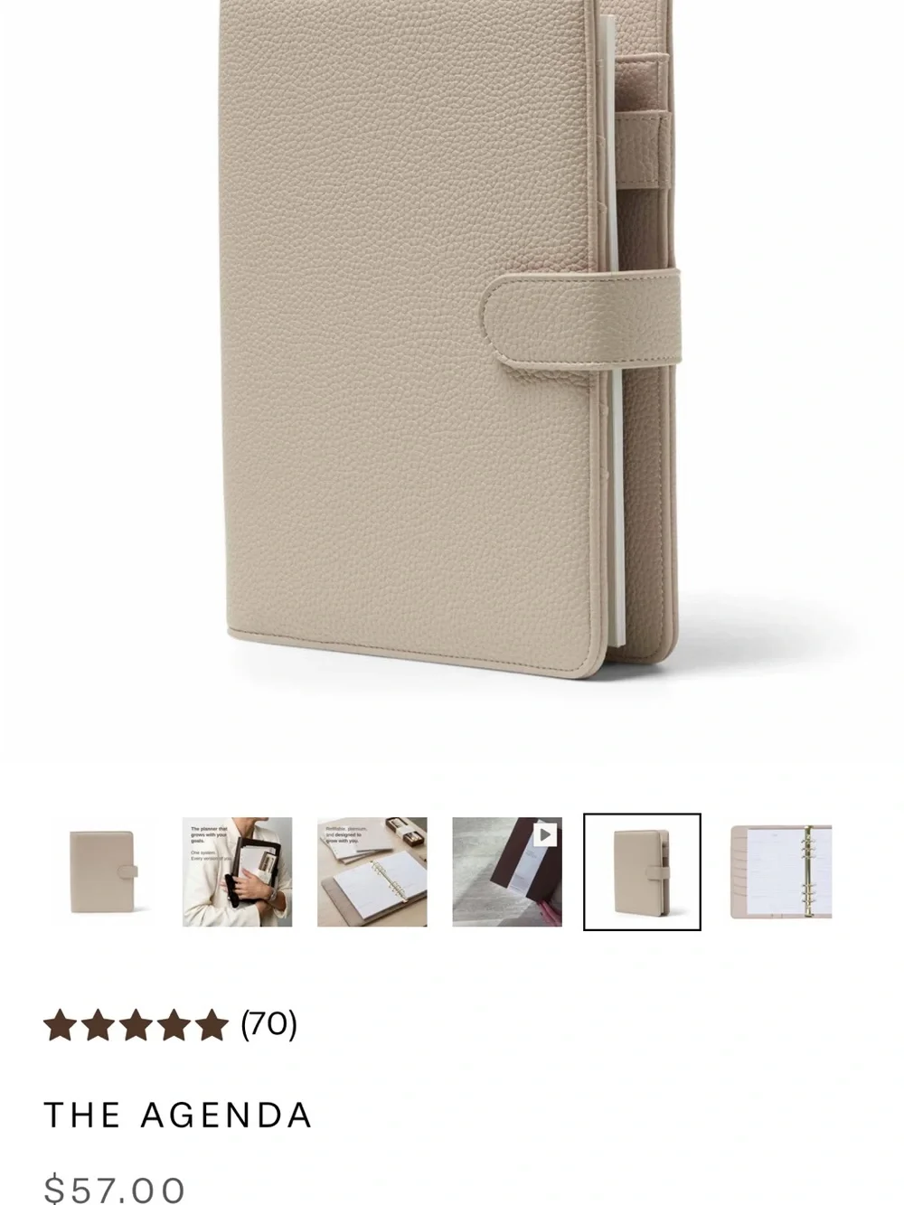 The Agenda Beige Ring Binder Organizer with inserts